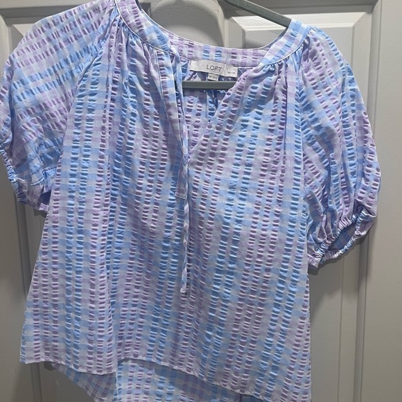 LOFT Tops - LOFT Striped Blue and Purple Blouse